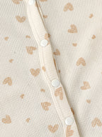 Popees Baby Girls Heart Print Cotton Sleepsuit| Cream| Tiny Baby To 6 Months