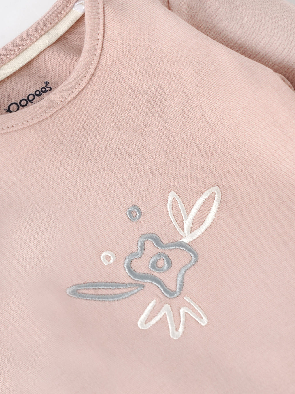 Popees Baby Girls Cotton Footed Sleepsuit, Full Sleeve Pink Baby Grow with Snap Buttons |Tiny Baby, Newborn to 6 Months