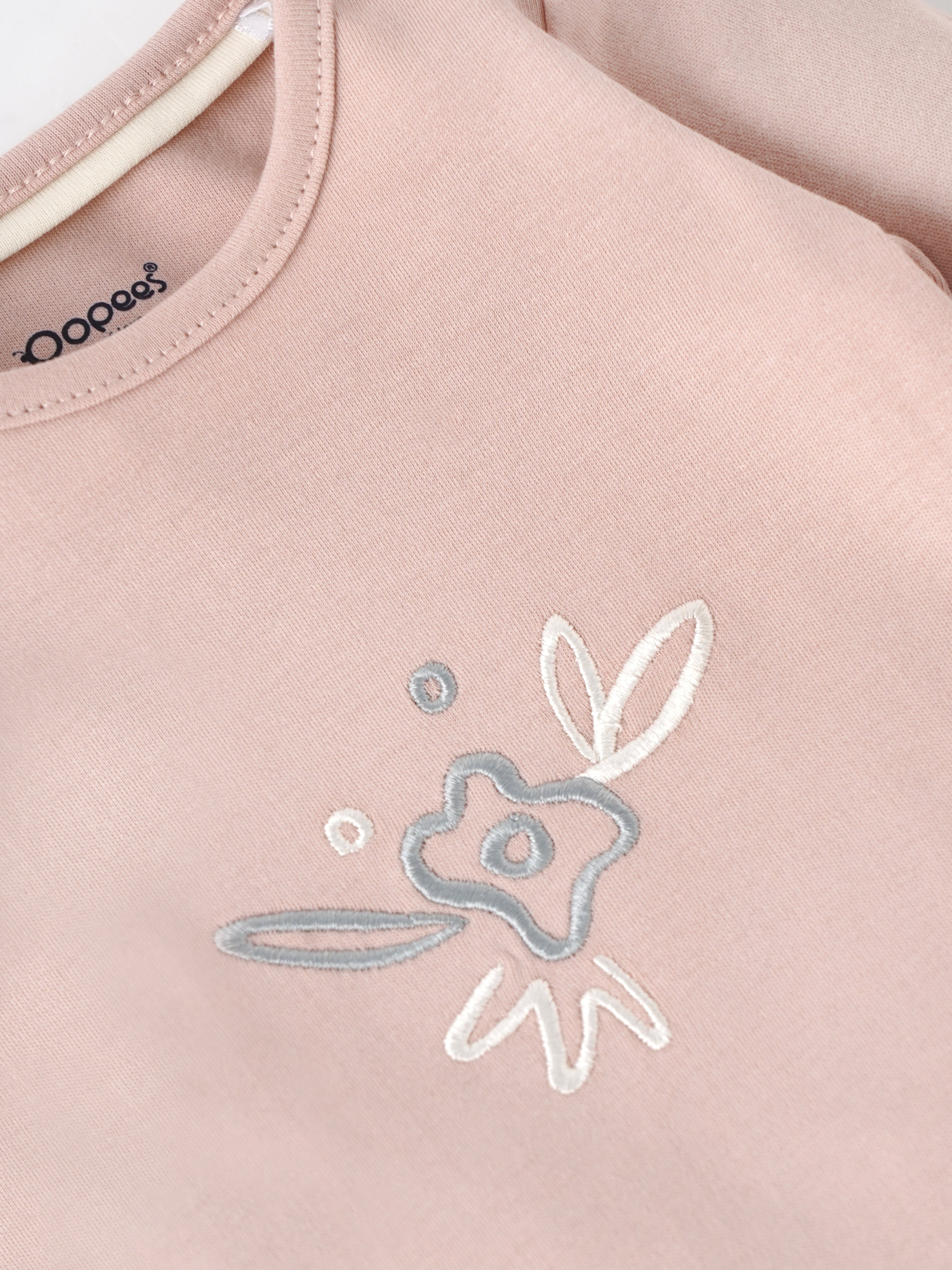 Popees Baby Girls Cotton Footed Sleepsuit, Full Sleeve Pink Baby Grow with Snap Buttons |Tiny Baby, Newborn to 6 Months
