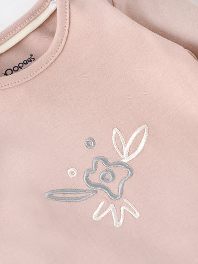 Popees Baby Girls Cotton Footed Sleepsuit, Full Sleeve Pink Baby Grow with Snap Buttons |Tiny Baby, Newborn to 6 Months