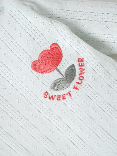 Popees Baby Girls Mint “Sweet Flower” Sleepsuit| Tiny Baby, Newborn–6 Months