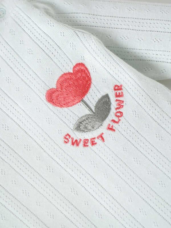 Popees Baby Girls Mint “Sweet Flower” Sleepsuit| Tiny Baby, Newborn–6 Months