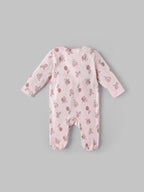 Popees Baby Girls Floral Print Full Sleeve Cotton Sleepsuit with Side Tie| Pink| Newborn to 6 Months