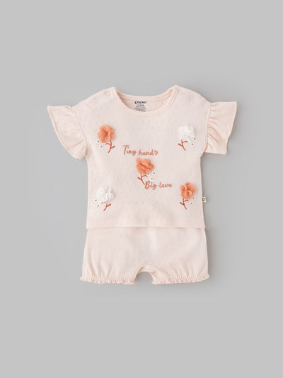 Popees Comfortable & Stylish Coordinated Set With Cute Floral Print (0-9 Months) for Baby Girls