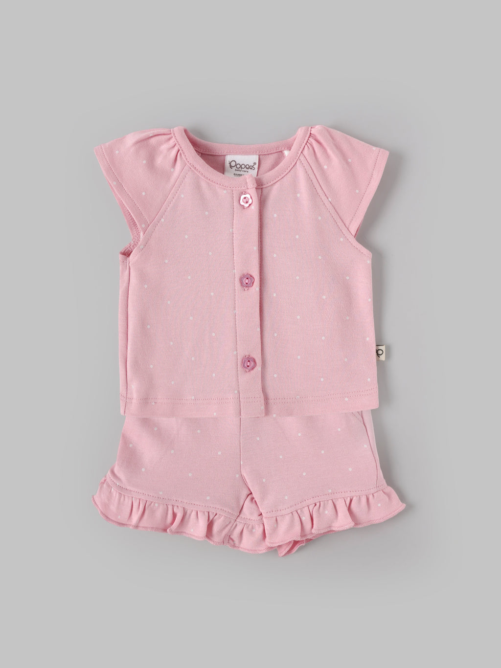 Popees Baby Girls Polka Dot Top & Shorts Set| Tiny Baby, New Born – 9 Months