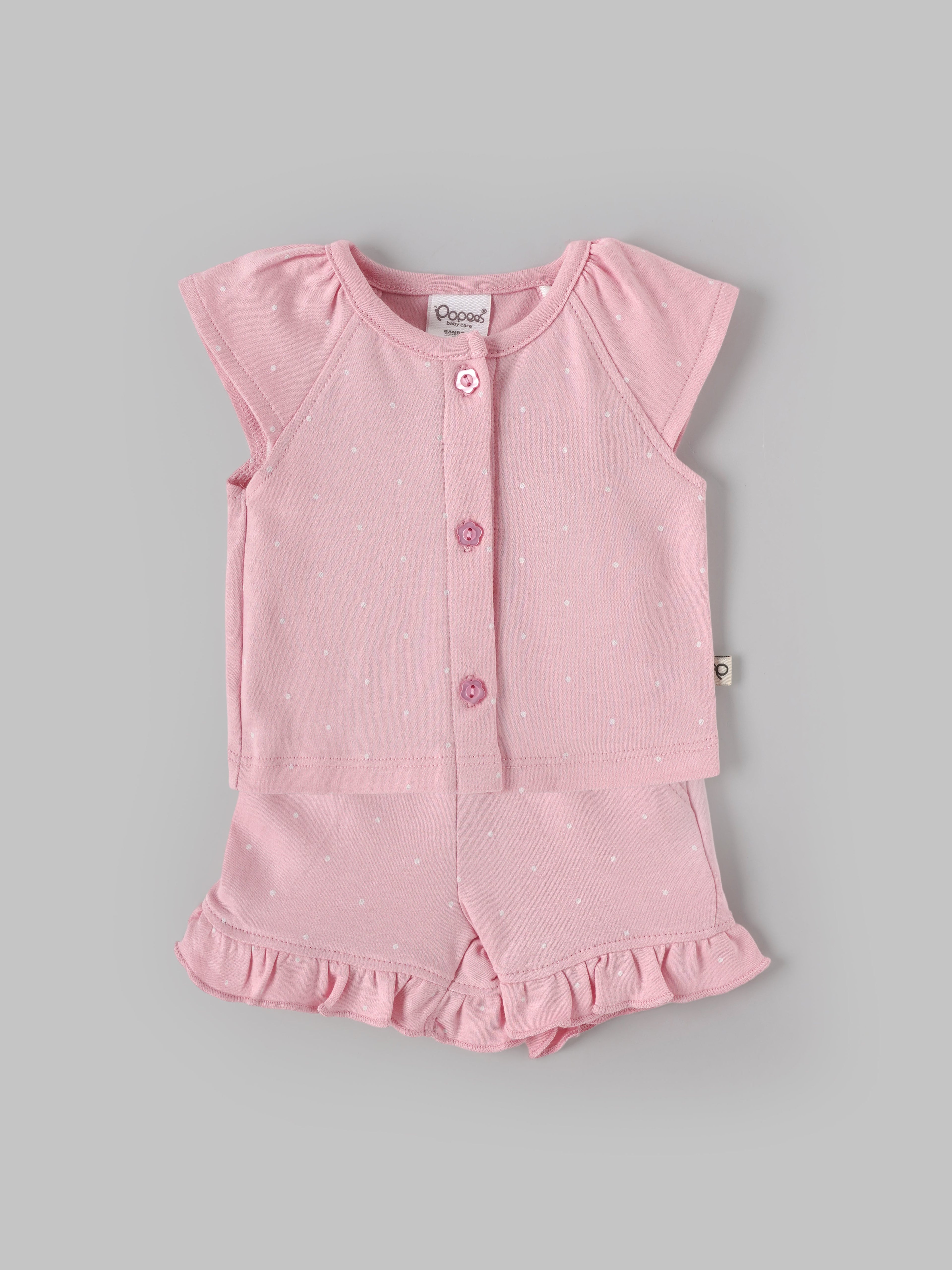 Popees Baby Girls Polka Dot Top & Shorts Set| Tiny Baby, New Born – 9 Months