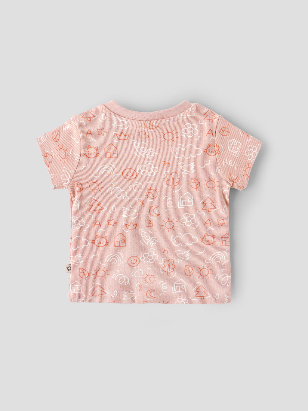 Popees Baby Girl Cotton T-Shirt – Peach Doodle Print |Newborn to 9 M