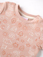 Popees Baby Girl Cotton T-Shirt – Peach Doodle Print |Newborn to 9 M