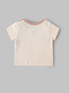 Popees Baby Girls Cream Cotton “Let’s Play” Graphic T-Shirt |Contrast Neck, Sizes NB–9M