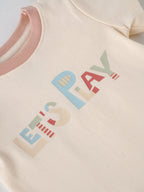 Popees Baby Girls Cream Cotton “Let’s Play” Graphic T-Shirt |Contrast Neck, Sizes NB–9M