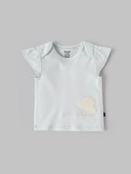 Popees Baby Girl Cotton T-Shirt with Heart Applique |Newborn to 9 M