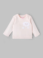 Popees Baby Girls Peach Cloud Appliqué Cotton Top| Newborn to 9 Months