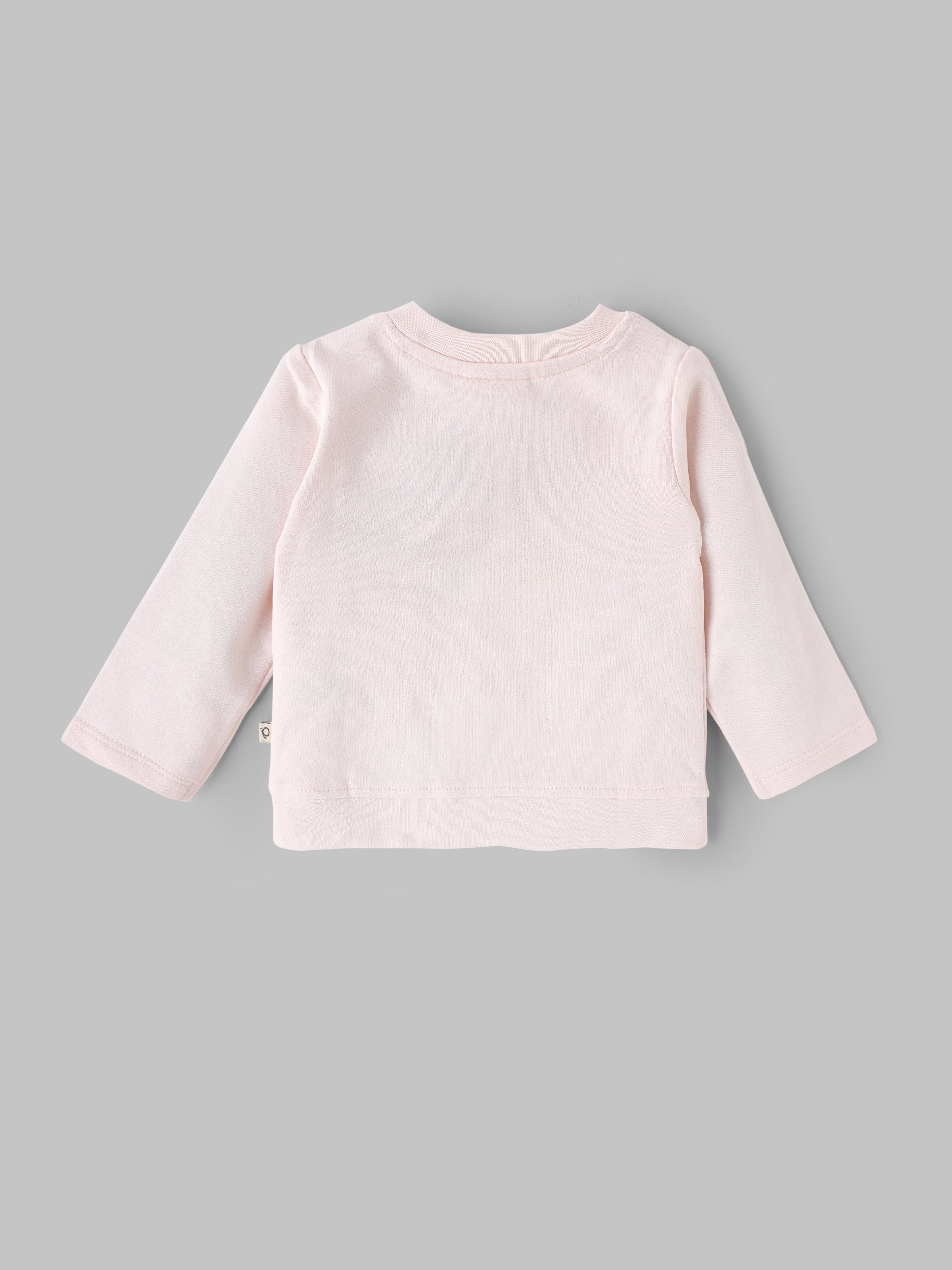 Popees Baby Girls Peach Cloud Appliqué Cotton Top| Newborn to 9 Months