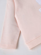 Popees Baby Girls Peach Cloud Appliqué Cotton Top| Newborn to 9 Months