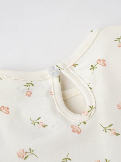 Popees Cotton Floral Print Top – Soft & Breathable, Half Sleeves (0–9 Months) for Baby Girls