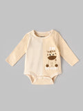 Popees soft Cotton Full Sleeve Bodysuit | Giraffe “So Cute” Print | Tiny Baby–9 Months