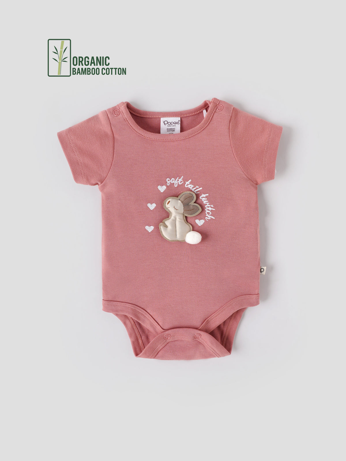 Popees Baby Unisex Organic Bamboo Cotton Bodysuit| Pink| Tiny Baby, Newborn To 6 Months - TINY BABY