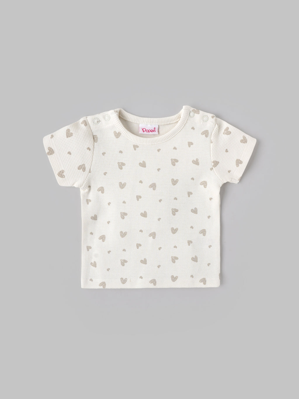 Popees Baby Unisex Cotton Dungaree Set with T-Shirt| Off White| Newborn To 9 Months