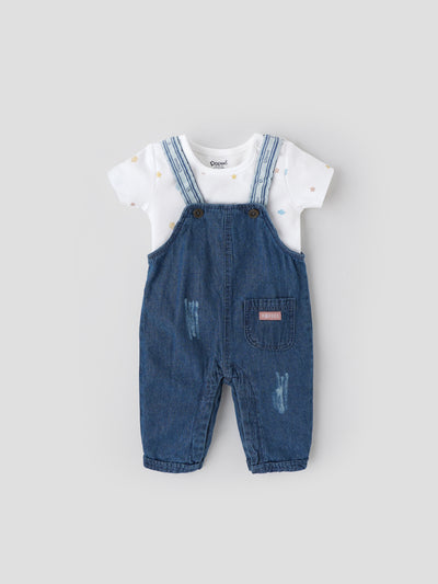 Popees Comfy & Trendy (0–9 Months) Dungaree Set for Newborn Boys