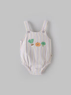 Popees Baby Unisex Striped Dungaree Romper with T-Shirt| Multicolor| Newborn to 12 Months