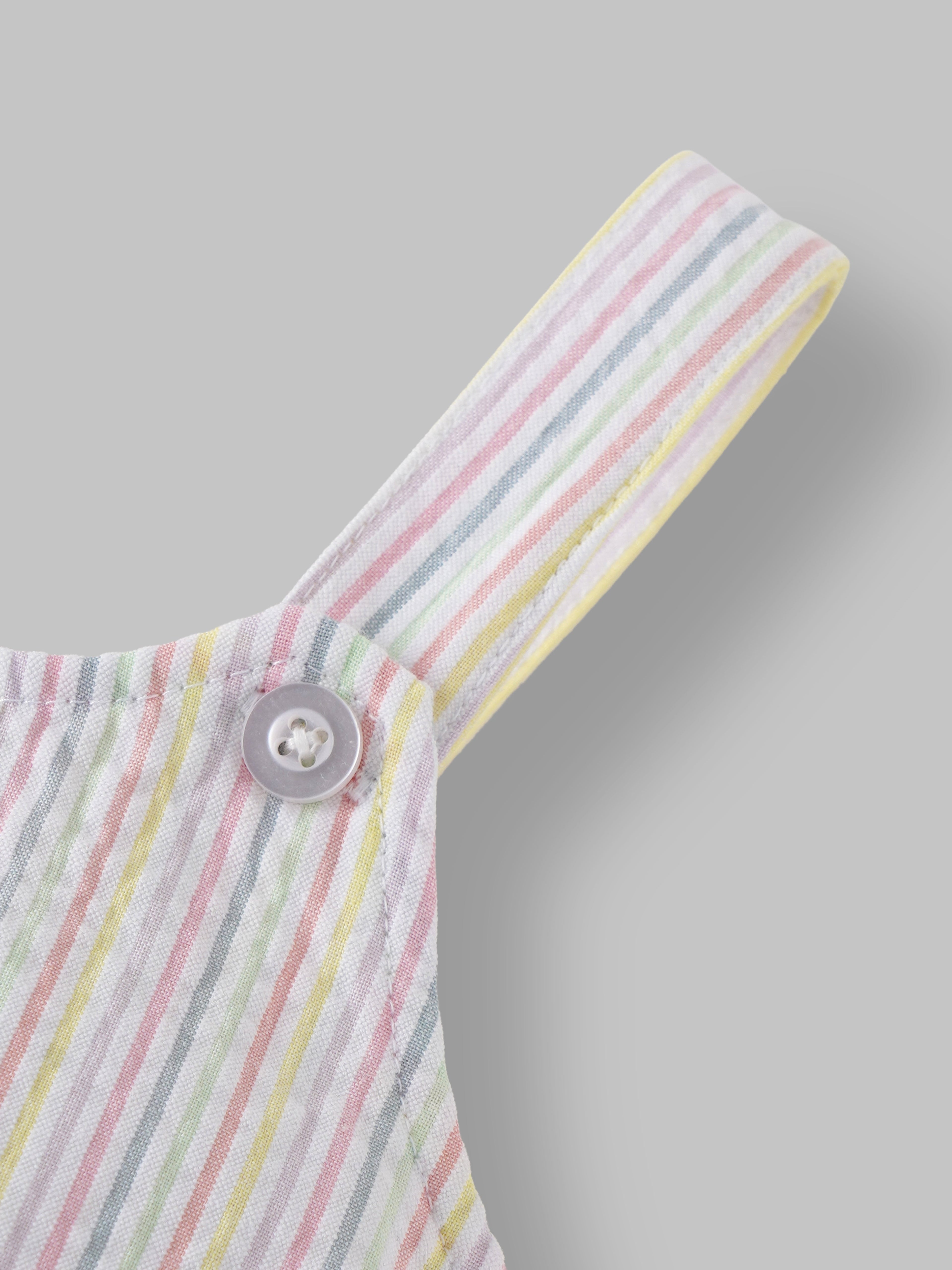 Popees Baby Unisex Striped Dungaree Romper with T-Shirt| Multicolor| Newborn to 12 Months