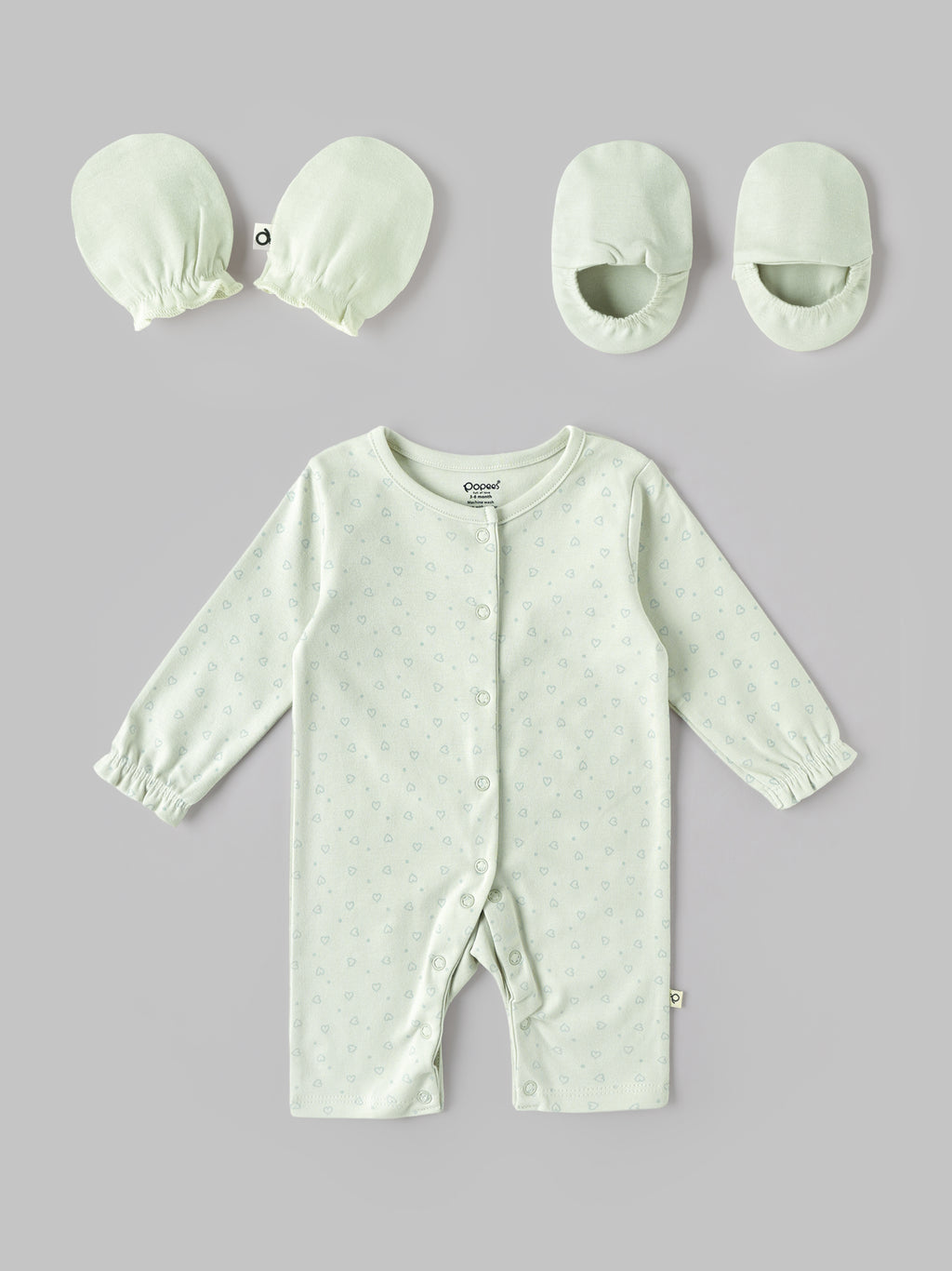 Popees Unisex Newborn Baby Gift Box Set | 100% Cotton Essential Clothing & Accessories Kit | Mint Green |  0-6 Months