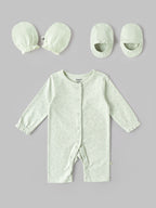 Popees Unisex Newborn Baby Gift Box Set | 100% Cotton Essential Clothing & Accessories Kit | Mint Green |  0-6 Months