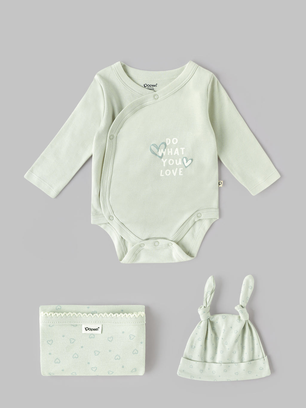 Popees Unisex Newborn Baby Gift Box Set | 100% Cotton Essential Clothing & Accessories Kit | Mint Green |  0-6 Months