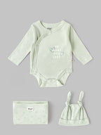 Popees Unisex Newborn Baby Gift Box Set | 100% Cotton Essential Clothing & Accessories Kit | Mint Green |  0-6 Months