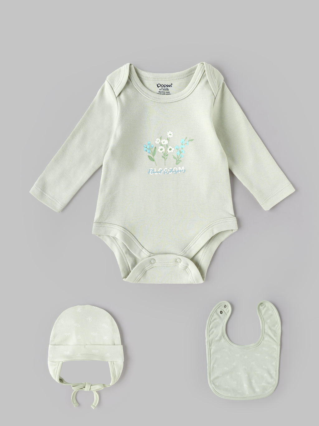 Popees Unisex Newborn Baby Gift Box Set | 8-Piece Premium Cotton Baby Essentials Hamper with Romper, Bodysuit, Blanket & Accessories | 0–6 Months