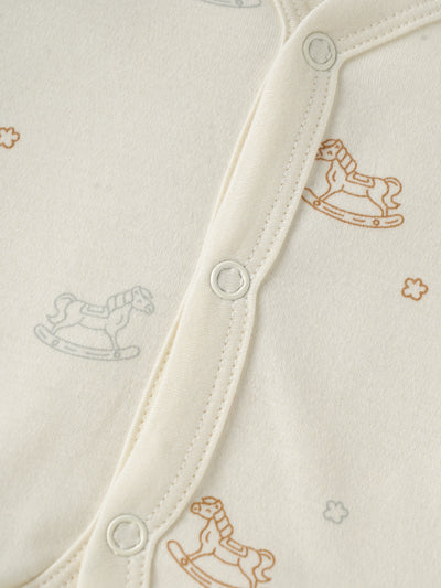 Popees Half Sleeve Front Open Jhabla Top(0-6 Months)for New Babies Made of Organic Bamboo Cotton Fabric