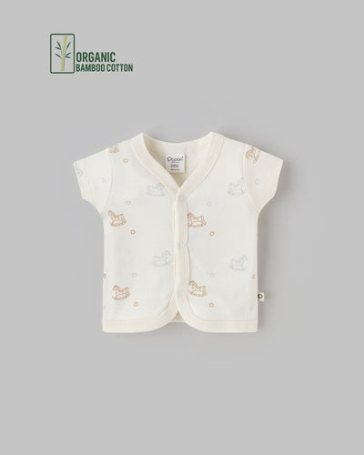 Popees Half Sleeve Front Open Jhabla Top(0-6 Months)for New Babies Made of Organic Bamboo Cotton Fabric