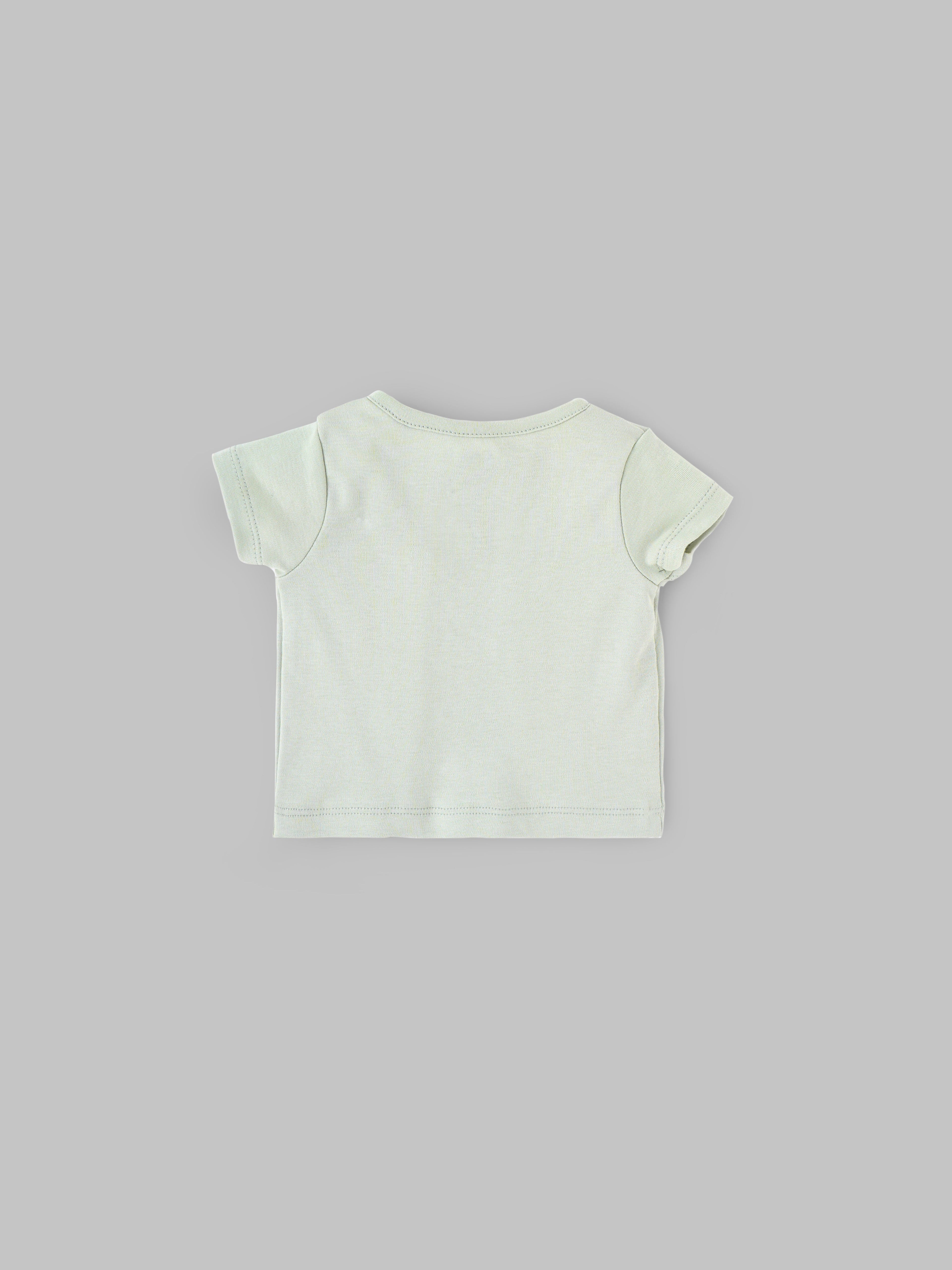 Popees Baby Unisex Short Sleeves Cotton Knit Jhabla| Green| Tiny Baby To 6 Months