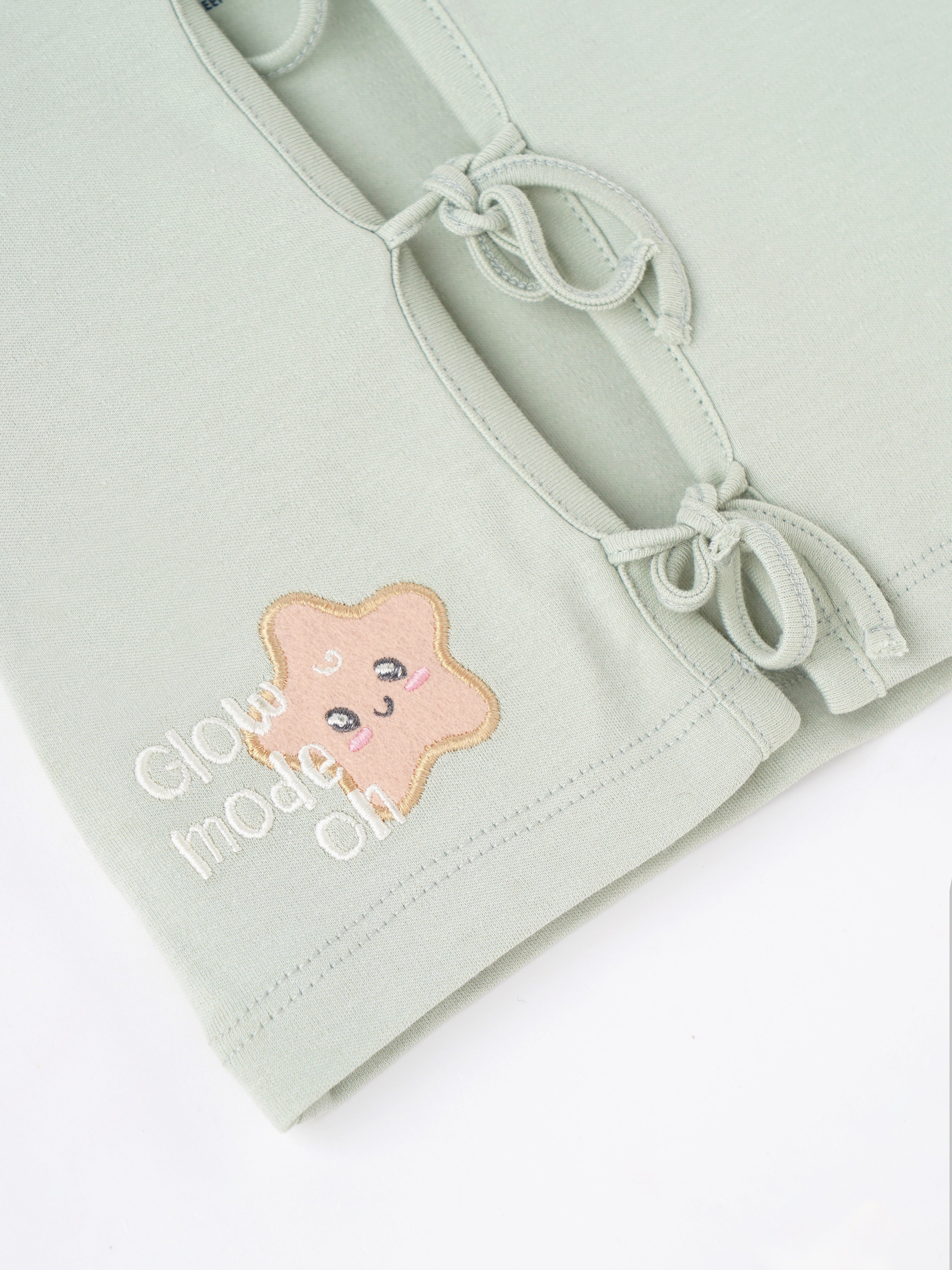 Popees Baby Unisex Short Sleeves Cotton Knit Jhabla| Green| Tiny Baby To 6 Months