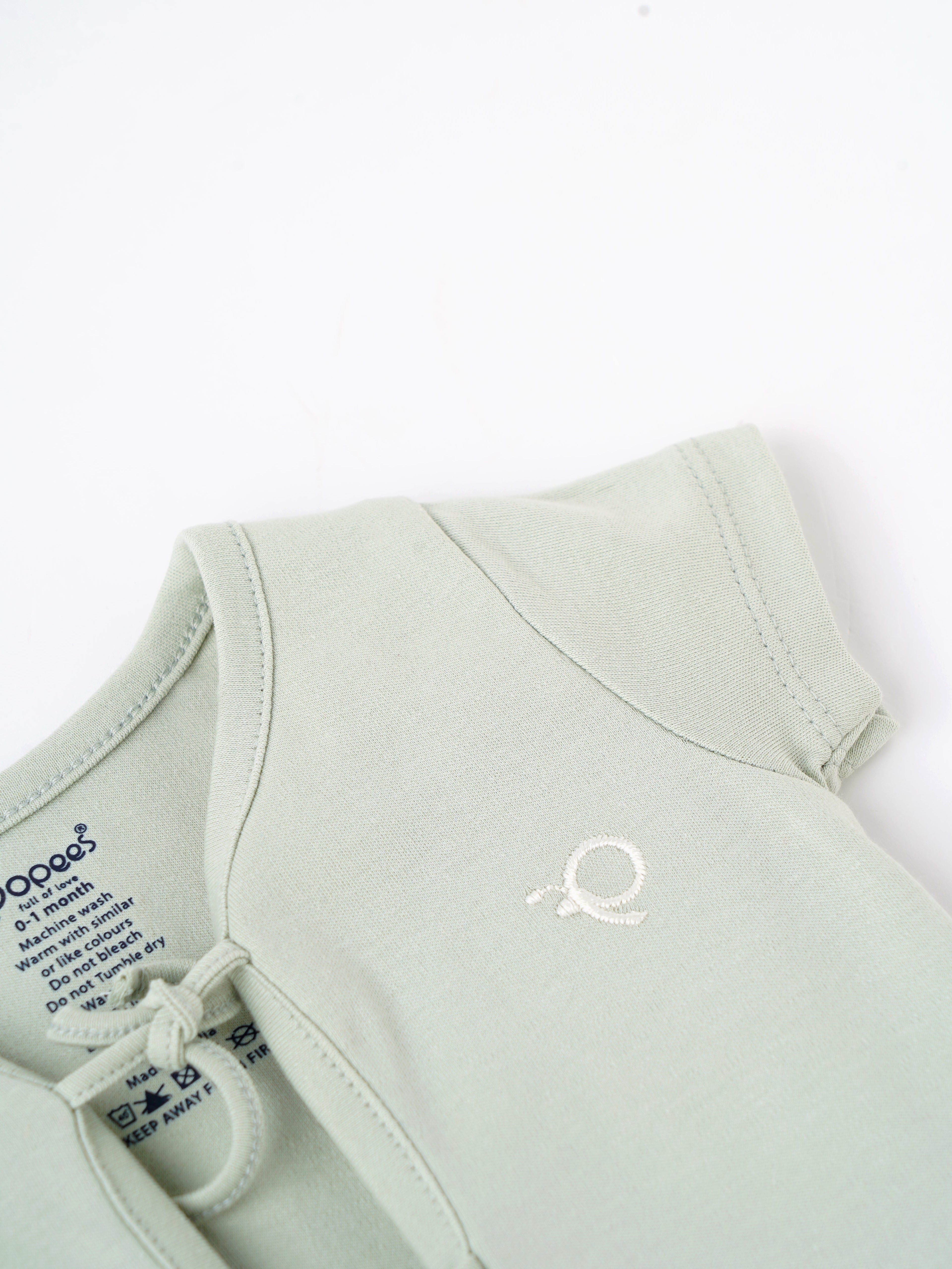 Popees Baby Unisex Short Sleeves Cotton Knit Jhabla| Green| Tiny Baby To 6 Months