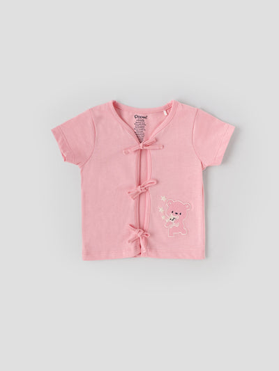 Popees Half Sleeve Printed Front Open Jhabla (0-3 Months) for Newborn Babies