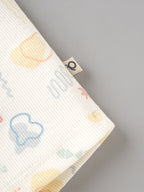 Popees Baby Unisex Cream Printed Ribbed Shorts with Multicolor Cute Pattern |0-9 Months