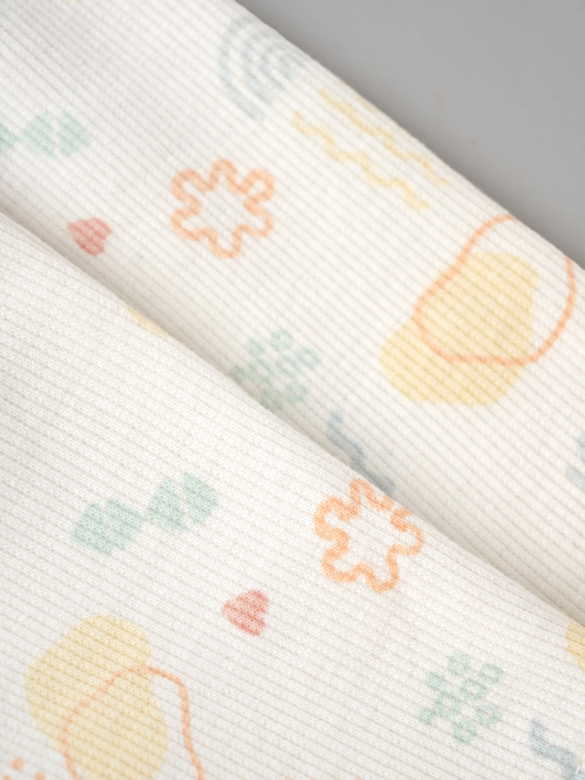 Popees Baby Unisex Cream Printed Ribbed Shorts with Multicolor Cute Pattern |0-9 Months