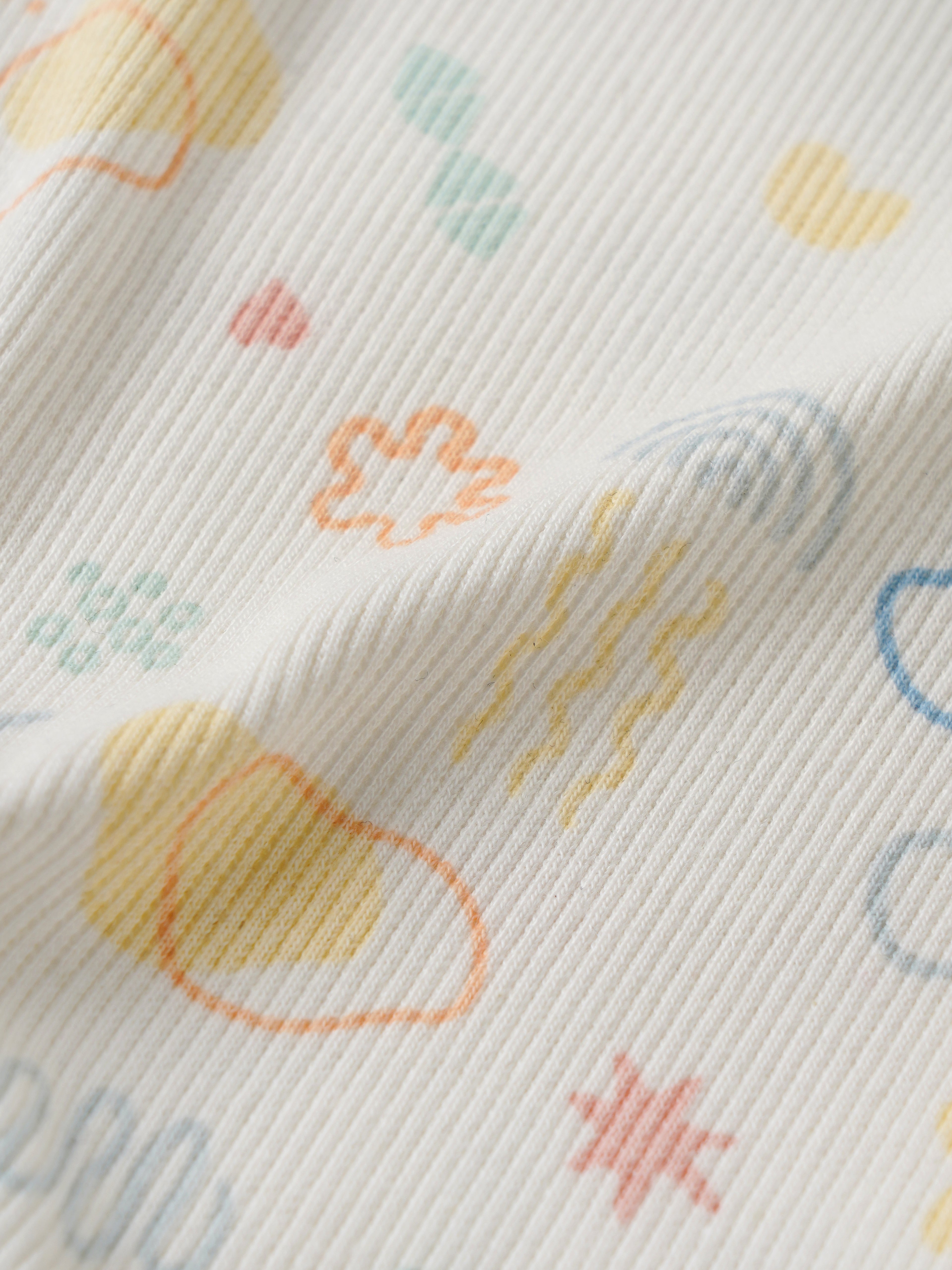 Popees Baby Unisex Printed Ribbed Cotton Romper | Snow White Abstract Print | Tiny Baby - 6 Months