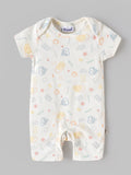Popees Baby Unisex Printed Ribbed Cotton Romper | Snow White Abstract Print | Tiny Baby - 6 Months