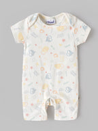 Popees Baby Unisex Printed Ribbed Cotton Romper | Snow White Abstract Print | Tiny Baby - 6 Months