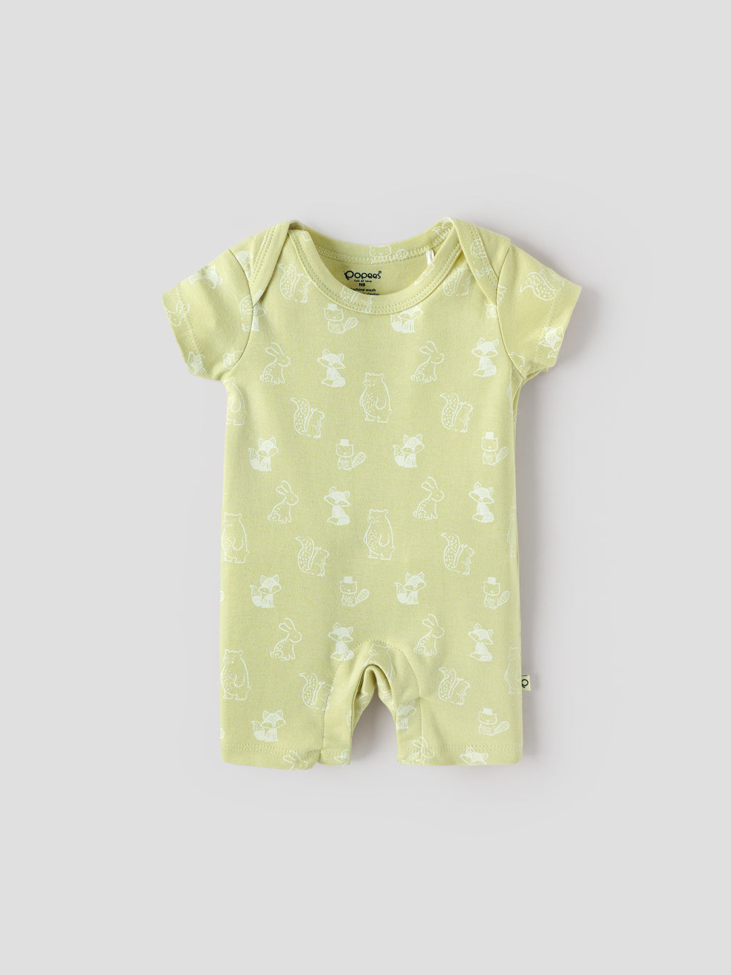 Popees Baby Unisex Printed Cotton Romper | Half Sleeve Onesie Outfit for Newborns & Infants| Pastel Green | TB-6 Month