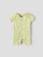 Popees Baby Unisex Printed Cotton Romper | Half Sleeve Onesie Outfit for Newborns & Infants| Pastel Green | TB-6 Month