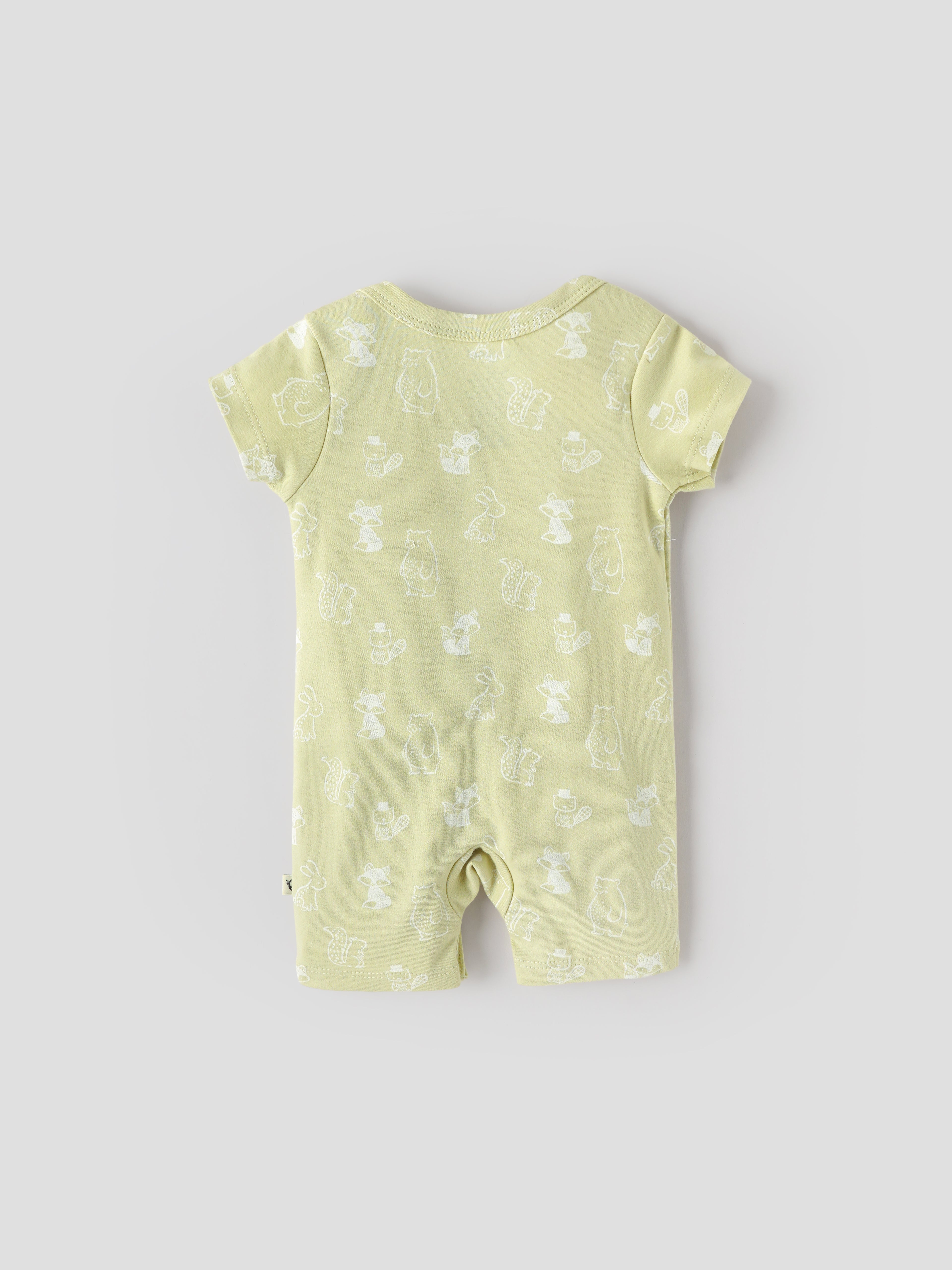 Popees Baby Unisex Printed Cotton Romper | Half Sleeve Onesie Outfit for Newborns & Infants| Pastel Green | TB-6 Month