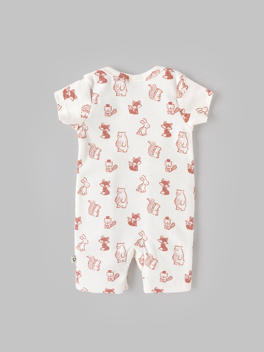 Popees Unisex Animal Print Cotton Romper | Cream Half Sleeve Baby Onesie | Tiny Baby - 6 Months