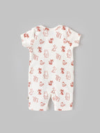 Popees Unisex Animal Print Cotton Romper | Cream Half Sleeve Baby Onesie | Tiny Baby - 6 Months