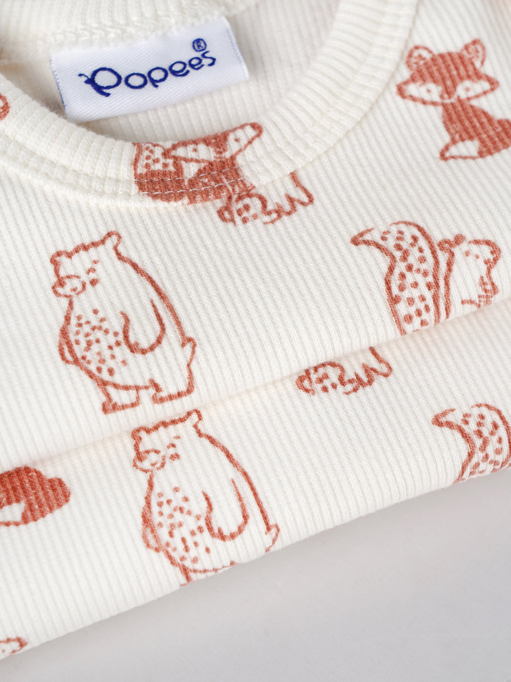 Popees Unisex Animal Print Cotton Romper | Cream Half Sleeve Baby Onesie | Tiny Baby - 6 Months