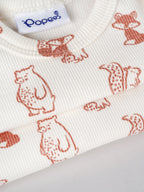 Popees Unisex Animal Print Cotton Romper | Cream Half Sleeve Baby Onesie | Tiny Baby - 6 Months