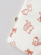 Popees Unisex Animal Print Cotton Romper | Cream Half Sleeve Baby Onesie | Tiny Baby - 6 Months