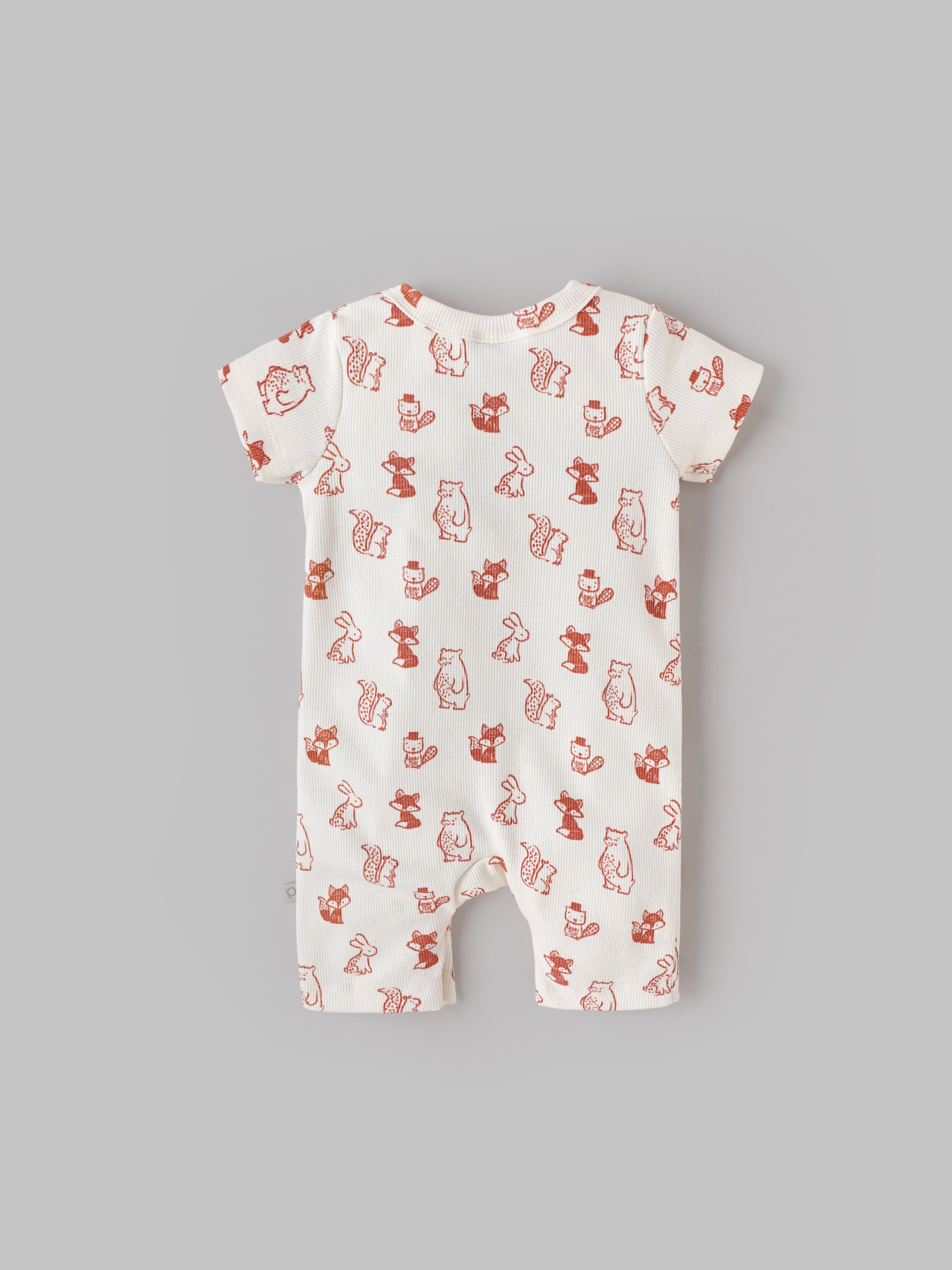 Popees Baby Unisex Short Sleeves Cotton Romper| Off White| Tiny Baby To 6 Months